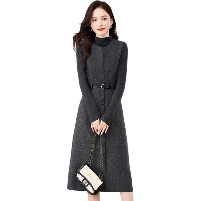 袋鼠 优雅简约气质洋气修身显瘦质感裙装套装 女款