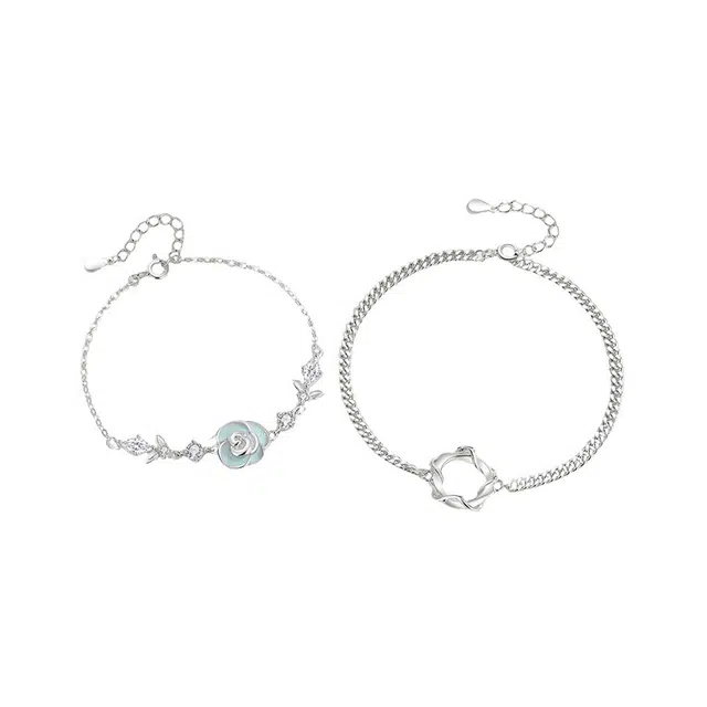 【S925银 在逃公主】 七七银饰 热恋神器 荆刺与玫瑰 勿忘我 小王子与玫瑰 森系小众精致 清冷 时尚经典  纯银 手链 男女同款情侣款