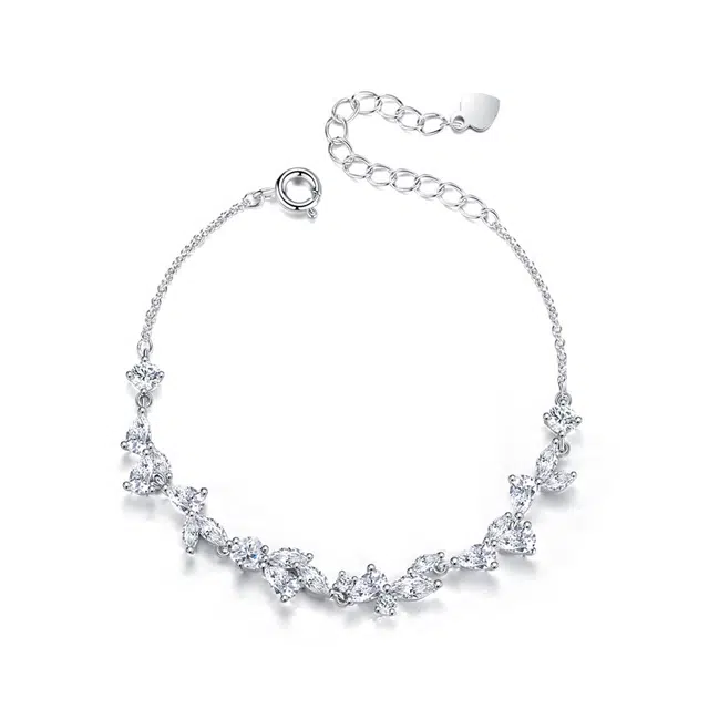 银千惠 紫藤花茉莉花环手链女生款 满镶宝石满锆石情侣拼接链 简约轻奢时尚百搭星星微笑大牌手饰 女款 礼盒 礼物