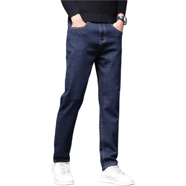 潮人榜 美式秋冬款高端日常通勤百搭潮牌宽松合体弹力商务小直筒修身休闲牛仔裤 男款