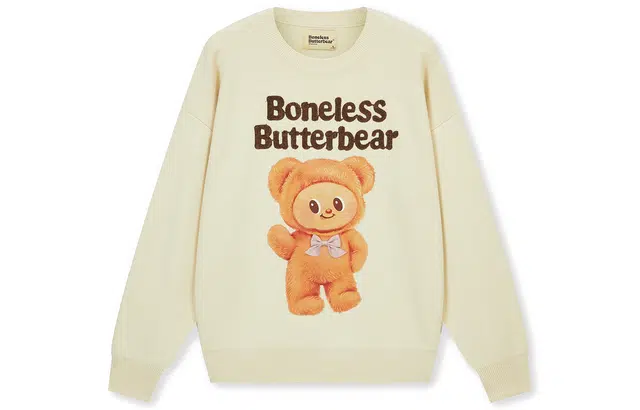 BONELESS Bear Print Long Sleeve Sweater