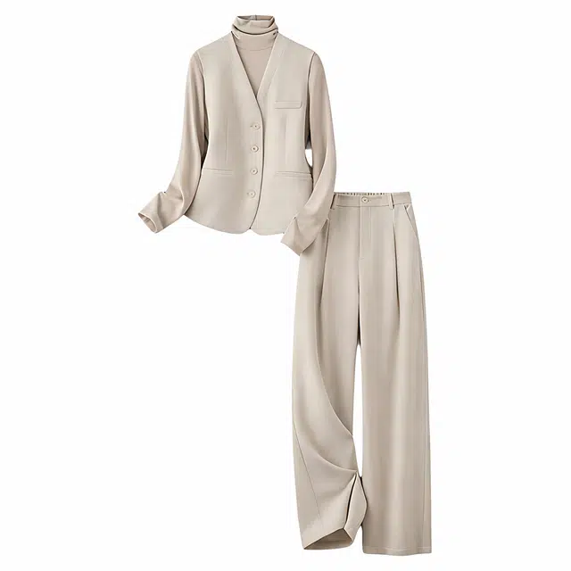 佐塞斯  高端品质轻奢老钱风马甲裤套女冬季高智叠穿两件套  职业套装  女款