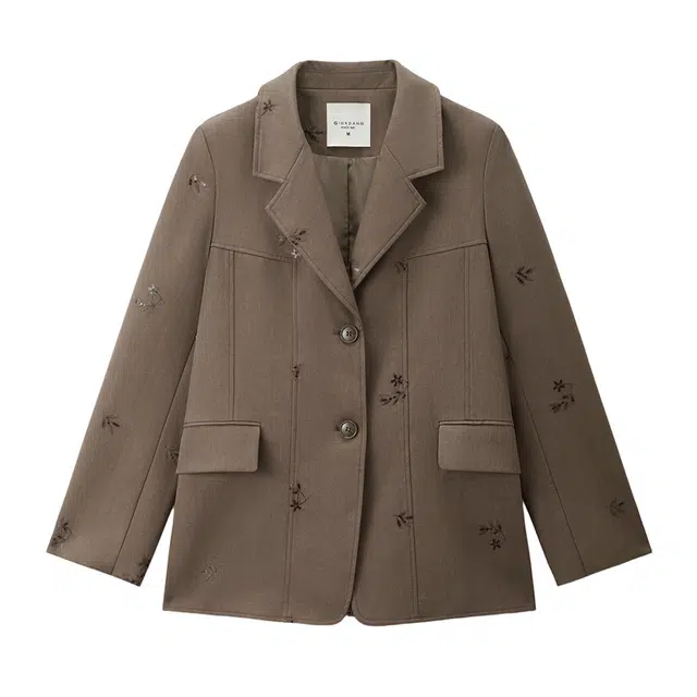 佐丹奴 亮片绣花平驳领梭织外套西装 女款