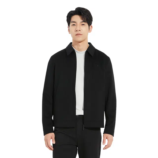 利郎 品位商务纯色翻领短款含山羊绒休闲通勤保暖秋季夹克外套 男款