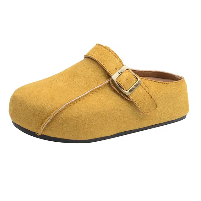 拾伍象 一脚蹬平底外穿半拖勃肯鞋 橡胶底包头拖鞋 女