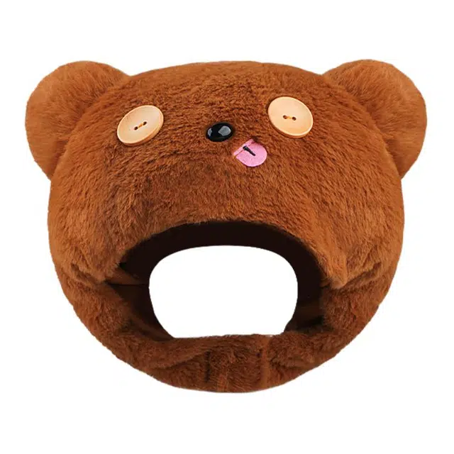【秋冬必备~出片神器】 攸委 可爱纽扣吐舌小熊绒线帽头套女冬季保暖加厚护耳帽 涤纶 学生搞怪时尚毛绒包头帽雷锋帽子 男女同款情侣款