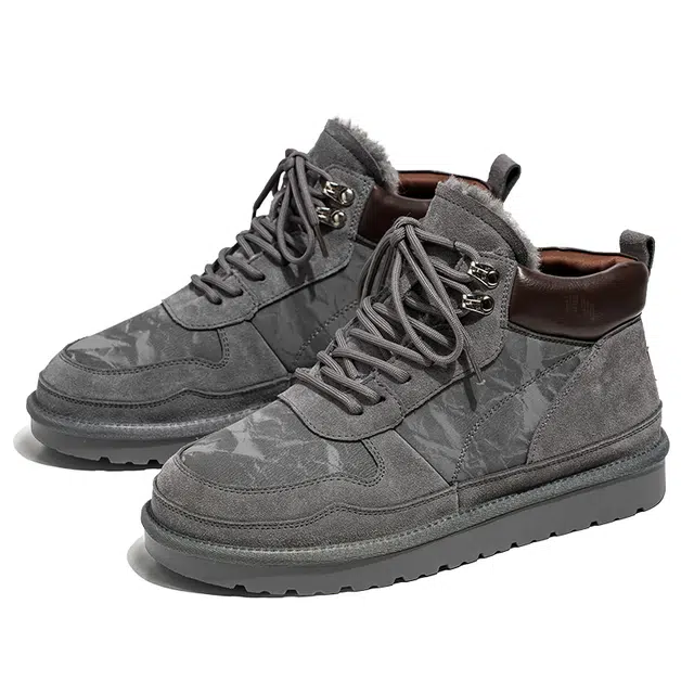 牛反绒 加绒加厚防滑百搭时尚 短筒 雪地靴 男款