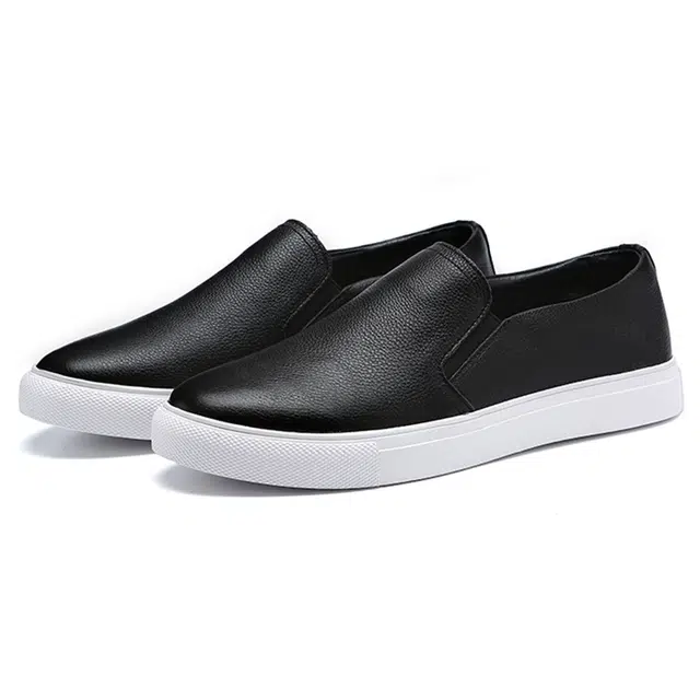头层牛皮 高品质潮流休闲一脚蹬秋季乐福皮鞋 低帮 板鞋 男款 经典黑色