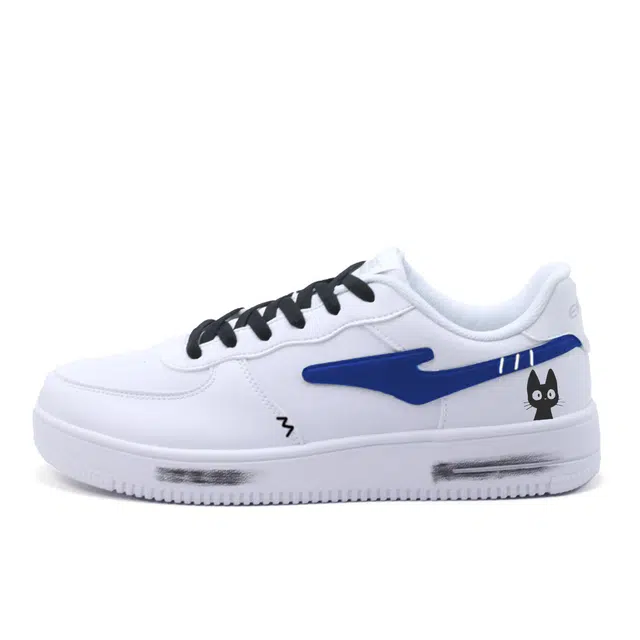 【定制球鞋】鸿星尔克 空军一号 潮流 卡通印花 休闲 蓝喵 耐磨平衡轻便 低帮 板鞋 男款