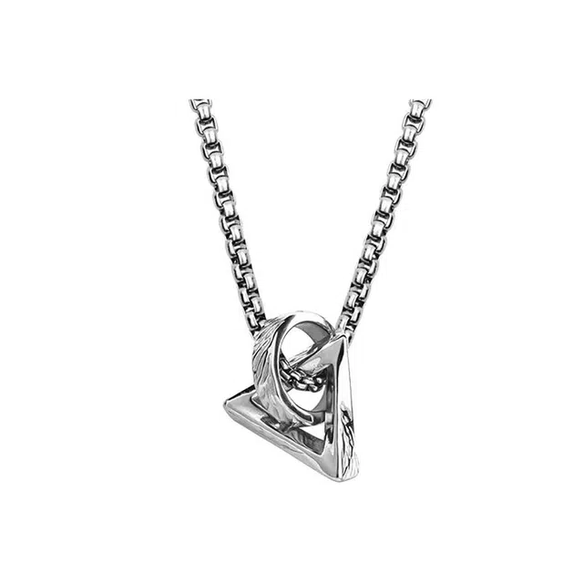 【嘻哈潮酷】几何元素设计 极昼 简约时尚美式潮流朋克风高级感气质 复古小众轻奢个性经典时尚百搭休闲通勤 钛钢 项链 男女同款情侣款