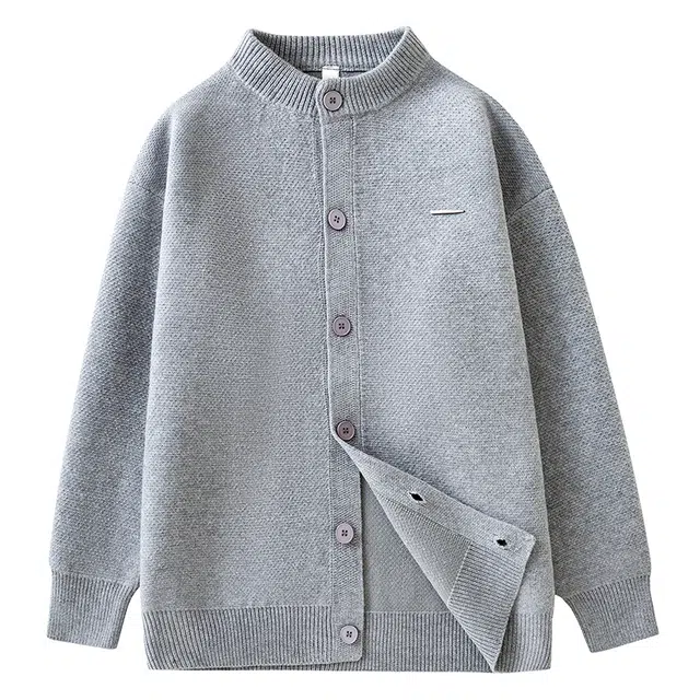 棉基因 老钱风肌理感结构设计款纯色百搭日常通勤学院风开衫舒适休闲针织毛衣 男女同款