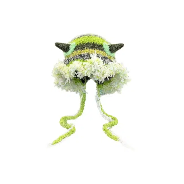 恩僾德 韩系少女风绿野仙踪手工针织小众百搭高颜值女秋冬季甜系可爱保暖显脸小百搭氛围感 腈纶 绒线帽 男女同款情侣款