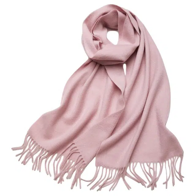 红豆 纯色简约时尚柔软舒适保暖 山羊绒 绒线围巾 男女同款情侣款