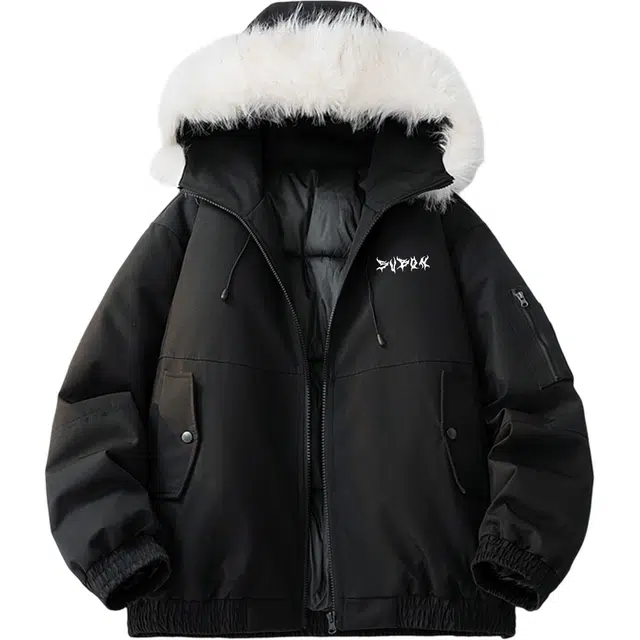 苏北青年 美式高街复古时尚潮流简约基础款宽松百搭通勤棉服 男女同款