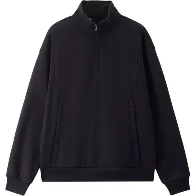 佐丹奴 加绒破骨口袋立领半拉链针织卫衣 男款