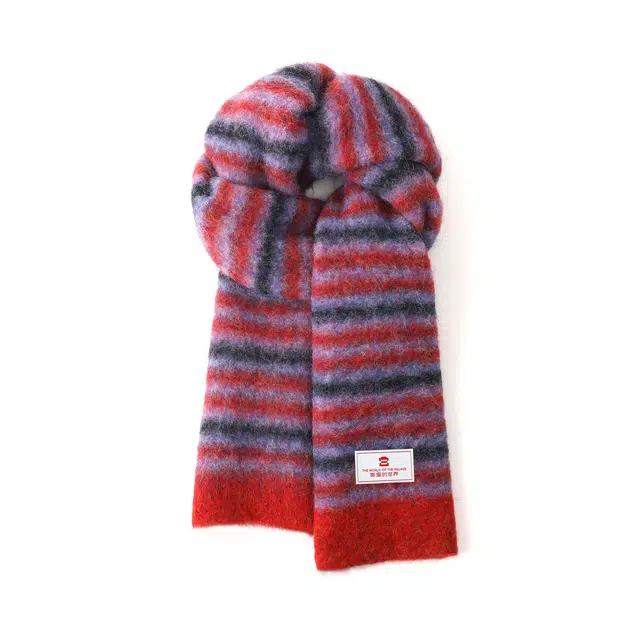 宫里的世界 韩系撞色条纹针织氛围感秋冬柔软 绒线 围巾 男女同款情侣款