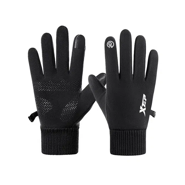 特步 手套 秋冬必备潮流运动舒适防寒耐用户外保暖骑行防风防泼水可触屏加绒跑步滑雪电动摩托车 防冻伤 护手掌 男女同款情侣款