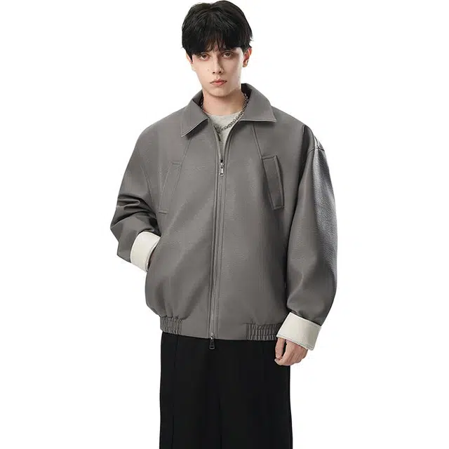 佐菲利 美式休闲高街机车皮衣外套高级感炸街痞帅翻领上衣夹克 男女同款