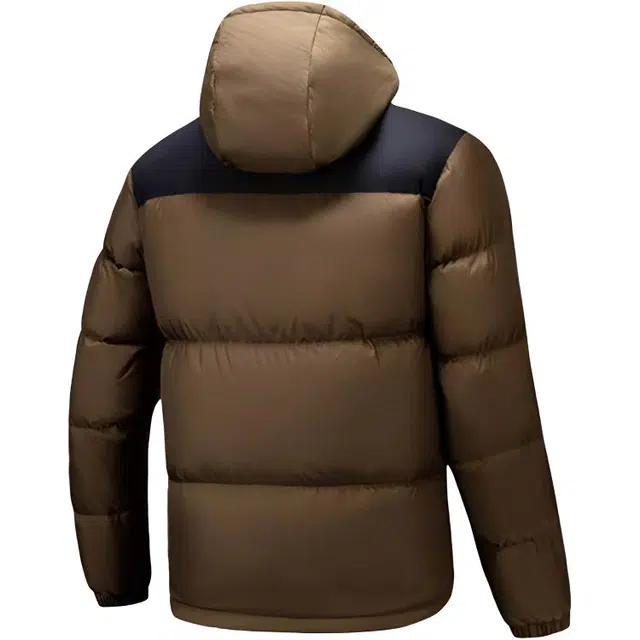 超级安踏 运动休闲连帽拉链拼色宽松羽绒服 男款