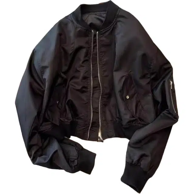 邦固依品 黑色运动开衫纯色宽松型通勤风夹克 女款