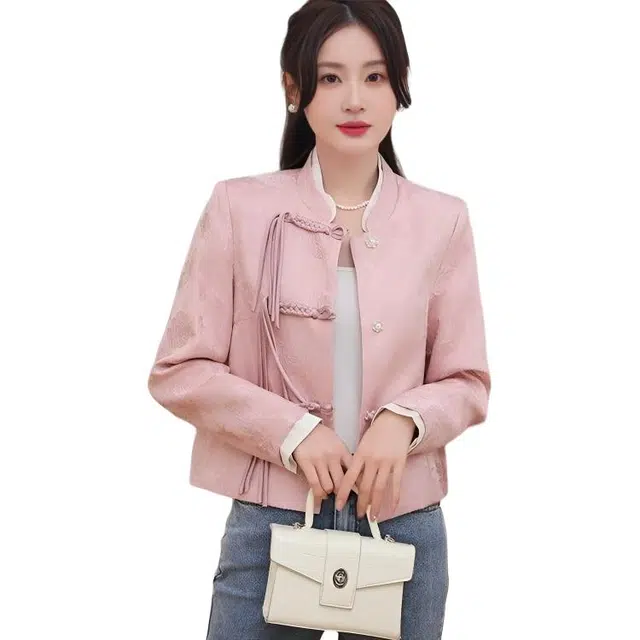 纤丝鸟 复古时尚小香风洋气新中式短款盘扣上衣截短外套 女款