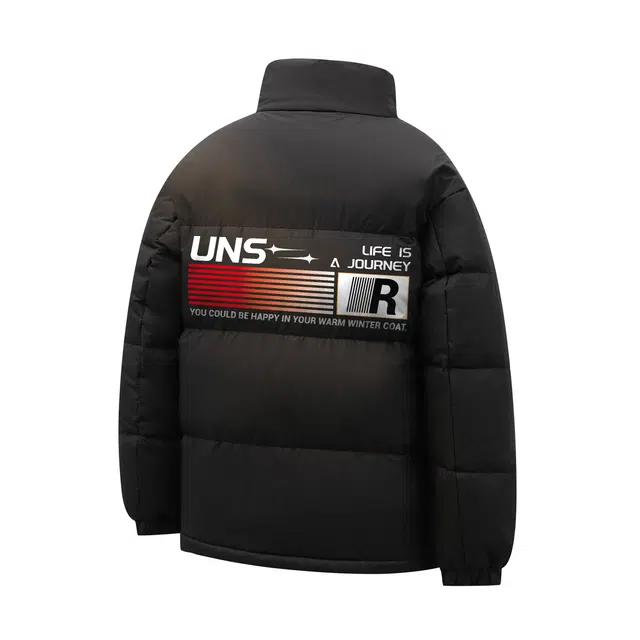 物质公式 美式复古高街旗帜渐变字母印花加棉加厚保暖防寒面包服外套时尚简约基础款宽松百搭舒适休闲户外运动防风防水潮流棉服 男女同款