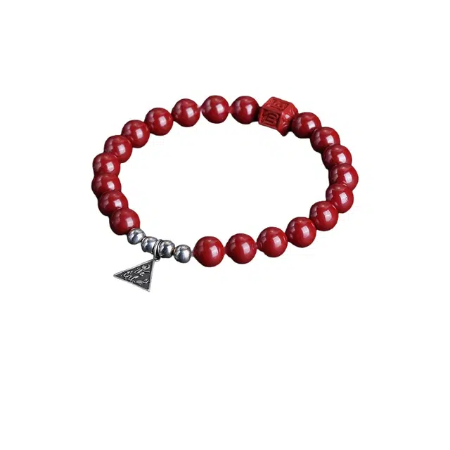 子婳 诸事顺利平安吉祥招财转运帝王砂手链三合生肖六字真言复古中式国潮时尚潮流百搭手配饰 朱砂 手串 男女同款情侣款