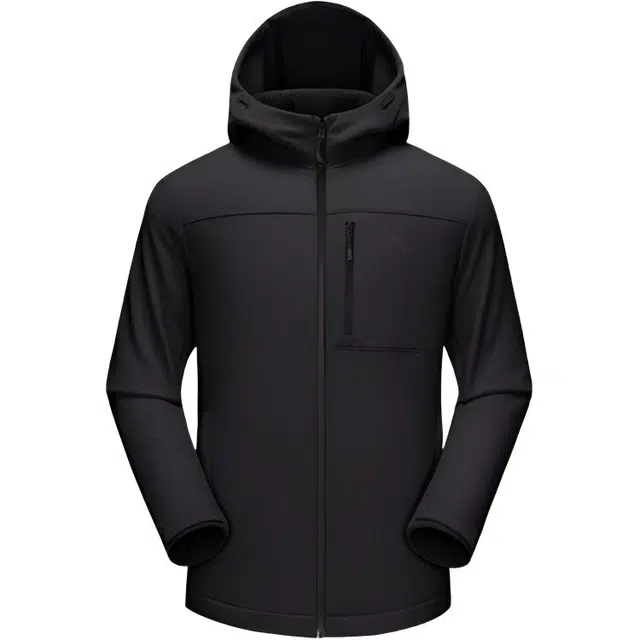 超级安踏 连帽拉链舒适百搭加绒加厚纯色夹克外套 男款