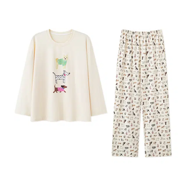 睦隆世家 纯棉小狗卡通可爱女士睡衣套装 女款