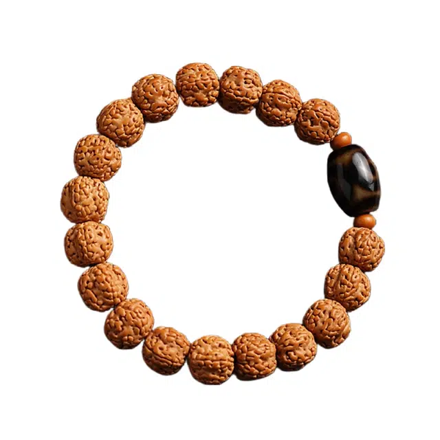 宣华意 【精品级】尼泊尔原籽五瓣帝王花双龙纹颗颗满肉文玩佛珠 盘玩单圈 藏式天珠配饰#好运 金刚菩提 手串 男女同款情侣款