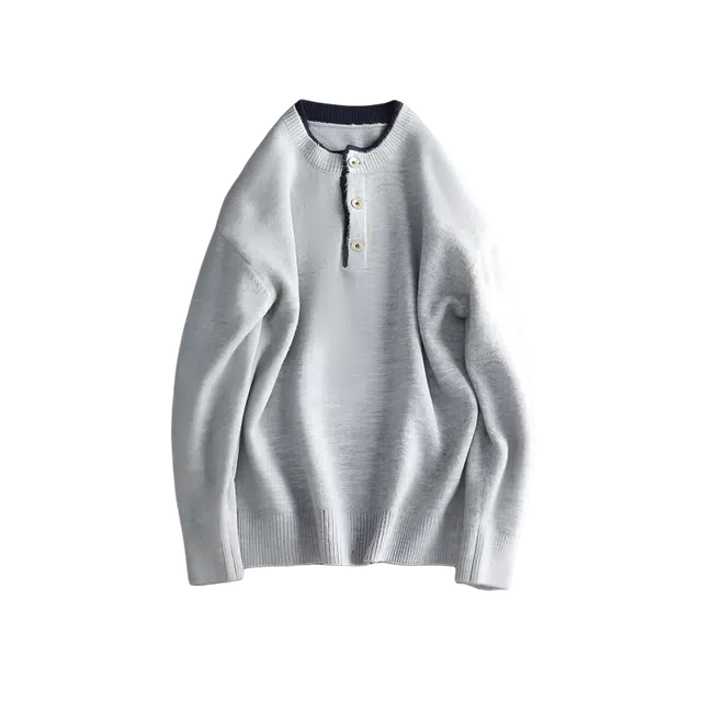 空城计 日系极简亨利领套头长袖针织衫 男女同款
