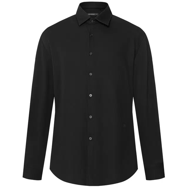 利郎 品位商务休闲通勤纯色尖领弹力含山羊绒保暖冬季衬衫 男款