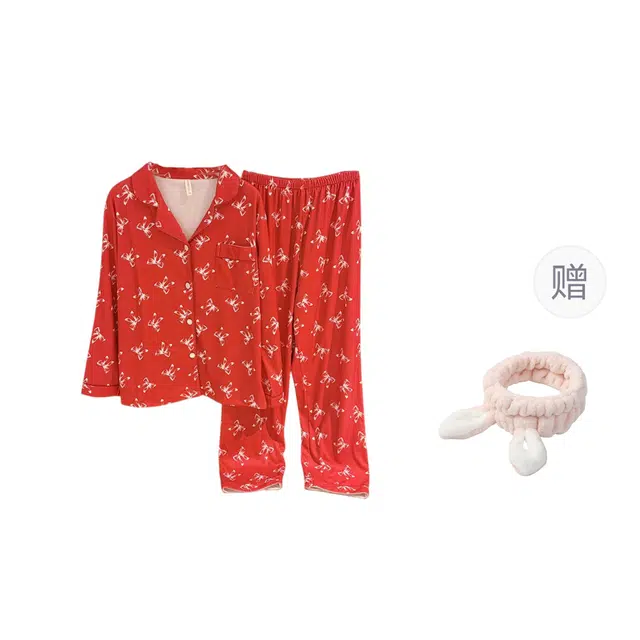 俞兆林 高级感时尚卡通翻领磨毛加厚长袖长裤可爱少女保暖舒适家居服睡衣套装 秋冬季 女款