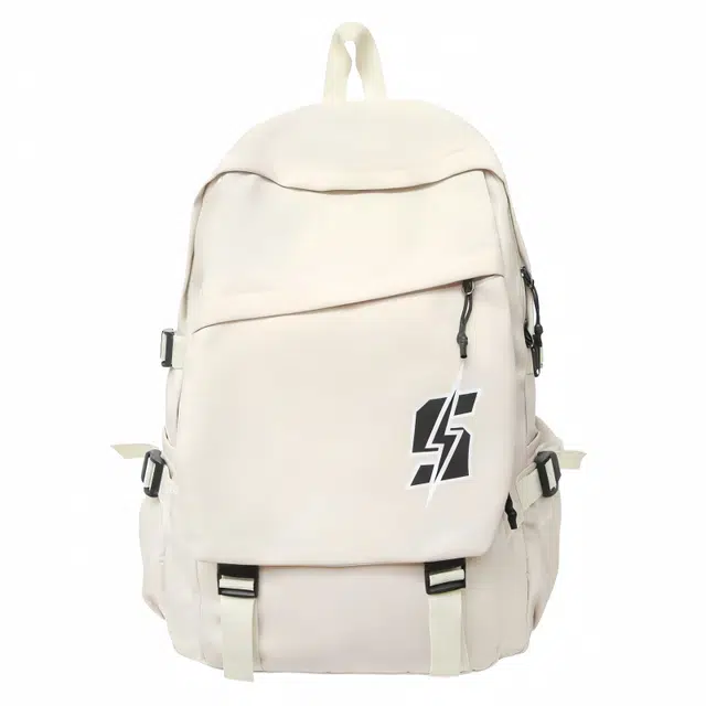 單倉 韩系高颜值卡通设计通勤百搭学院风背包初高中学生大容量轻便耐磨书包 尼龙 双肩包 常规 男女同款情侣款 白色/红色/灰色/黑色