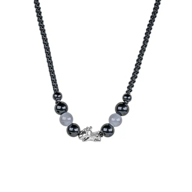 仙友 国风新中式出街招财貔貅创意百搭国潮个性出街嘻哈复古民族小众潮流感时尚优雅气质#好运 黑檀 木作项链 男女同款情侣款