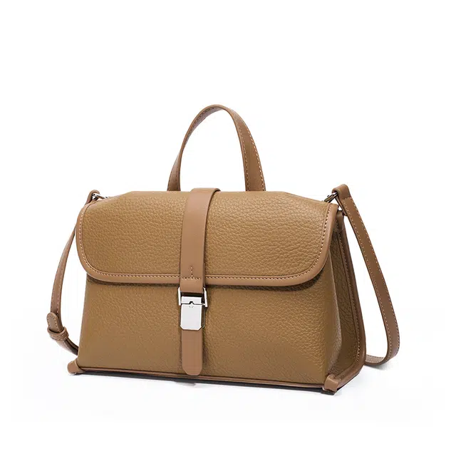 老人头 秋冬简约设计高级质感百搭便携高颜值潮流复古优雅实用通勤休闲约会单肩包手拎包手提包 牛剖层革 斜挎包 女款 多色