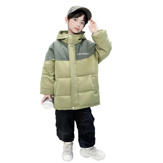 黑恐龙棉衣 男童拼色字母加厚炸街外套