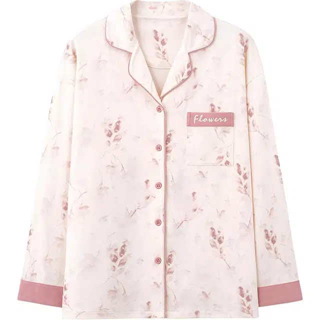 莫代尔 棉质长袖大码秋冬薄款家居服休闲可外穿女士舒适春秋季睡衣套装 女款