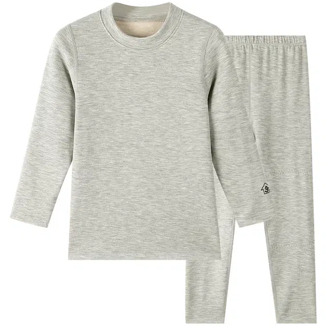 久岁伴 双层护膝含羊毛蚕丝保暖内衣套装青少年