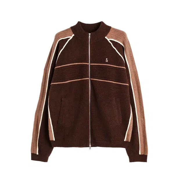 ROARINGWILD Colorblock Zip Wool Sweater