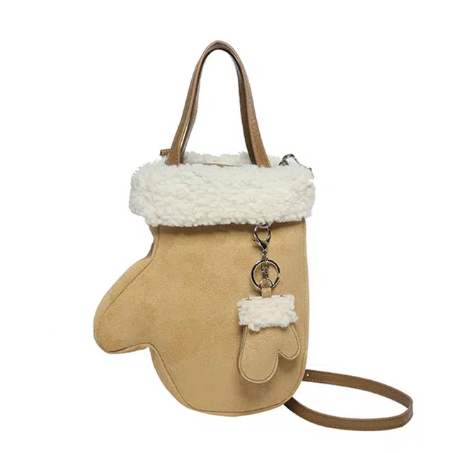 伊曼家 时尚复古磨砂 麂皮绒 单肩手提包 常规 女款 卡其色/粉色