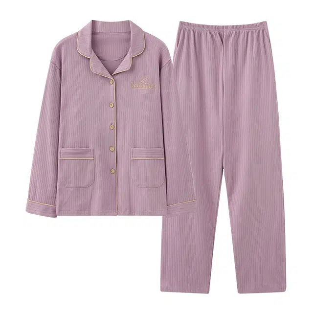 莫代尔 舒适柔软亲肤细腻轻盈透气个性百搭长袖长裤家居服可外穿睡衣套装 女款