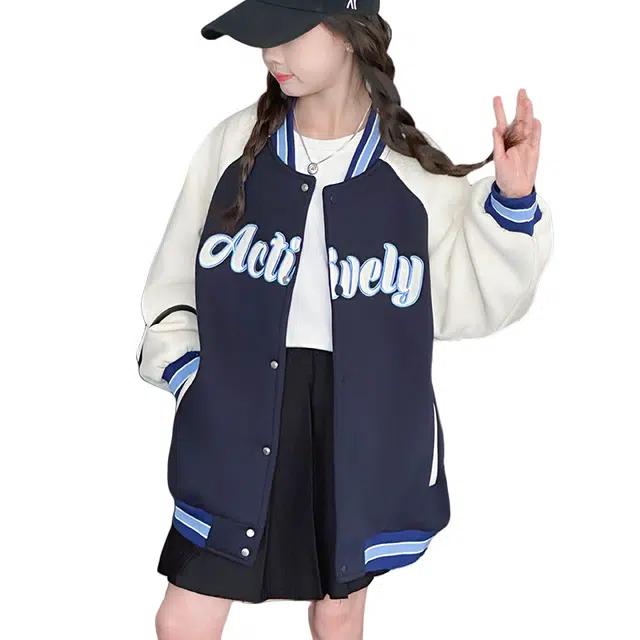 黑恐龙棒球服 少女风女童外套春秋款时髦潮酷 儿童款