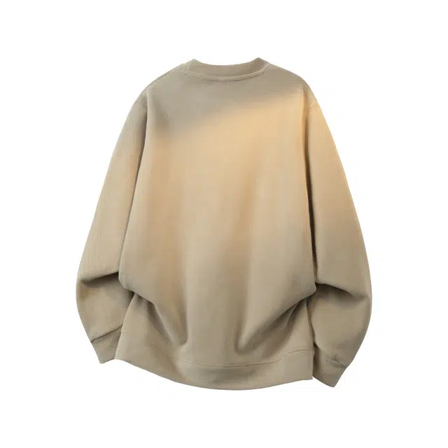 煦加 美式复古渐变百搭潮流胸前小印花装饰圆领长袖宽松休闲日常出行通勤穿搭舒适帅气卫衣 男女同款