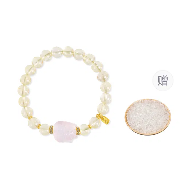 品彩 好运暴富八方来财个性简约时尚百搭小众精致优雅高贵显白金色高级感轻奢风天然 黄水晶 手串 女款