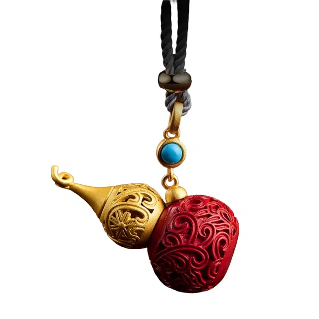 仙园韵 葫芦镂空瓶福禄 新中式国潮国风如意诸事顺利招财纳福好运空心可打开嘎乌盒项链女 朱砂 吊坠 男女同款情侣款
