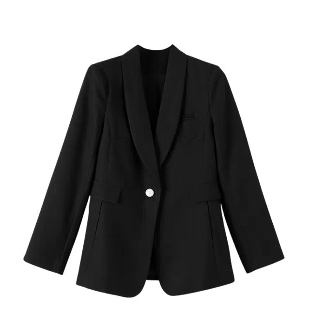 晚白 修身显瘦简约干练气质翻驳领西装外套 女款