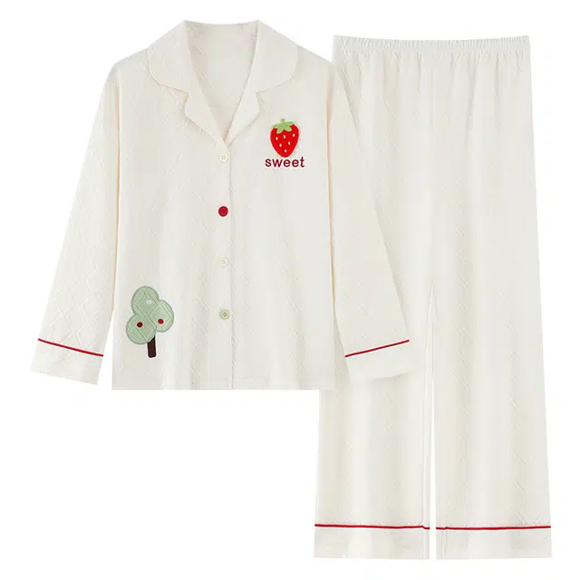 桔内 秋冬季空气层舒适保暖甜美可爱开衫家居服睡衣套装 女款