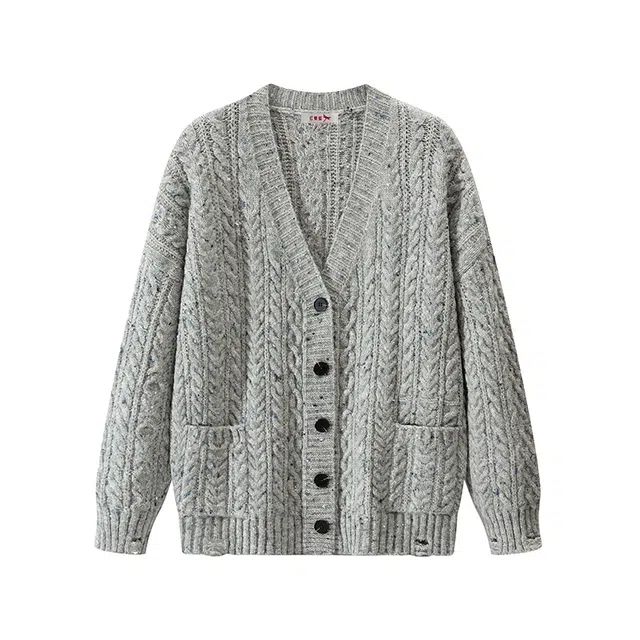 红蜻蜓 百搭休闲复古开衫宽松显瘦长袖时尚针织衫外套 男女同款