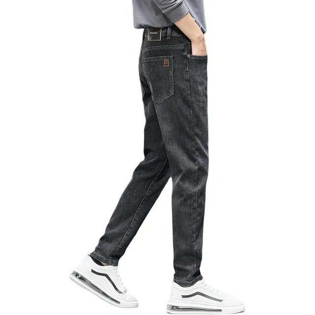 潮人榜 美式高端轻商务秋冬款百搭潮流日常通勤时尚休闲中腰修身舒适直筒小脚弹力牛仔裤 男款